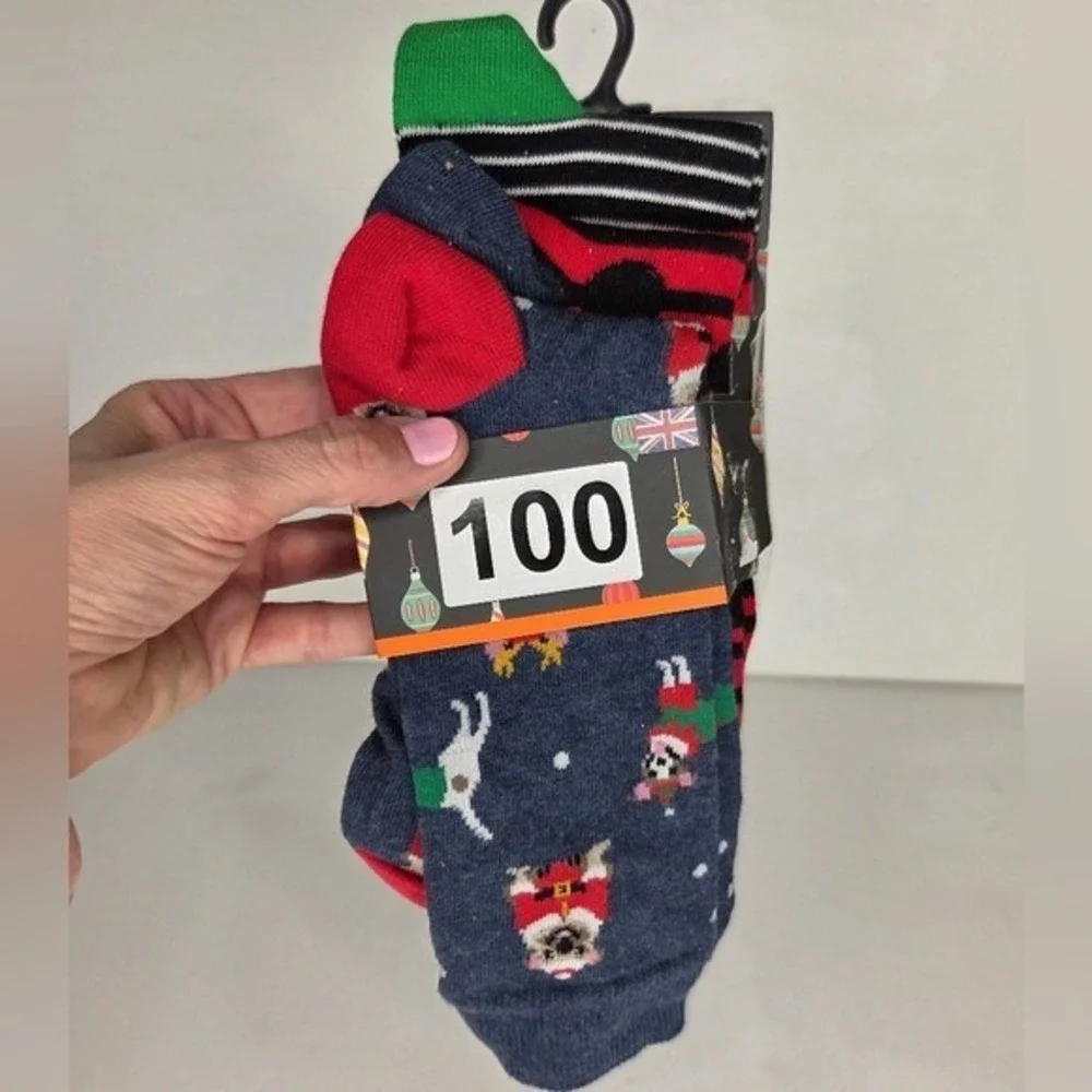 Men's Christmas Dogs Holiday Crew Socks Set 3 Pair